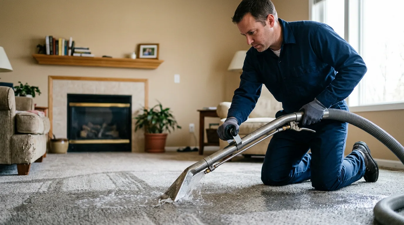 Water damage restoration technician working near Buckingham, PA